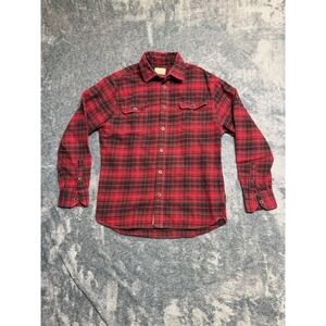 Jachs Men's Medium Red Black Plaid Flannel Long Sleeve Casual Shirt
